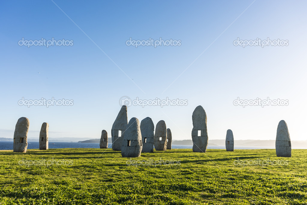 Menhirs park in A Coruna, Galicia, Spain