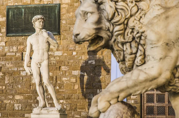 Άγαλμα του Μιχαήλ Άγγελου Δαβίδ στη Φλωρεντία, Ιταλία — Φωτογραφία Αρχείου