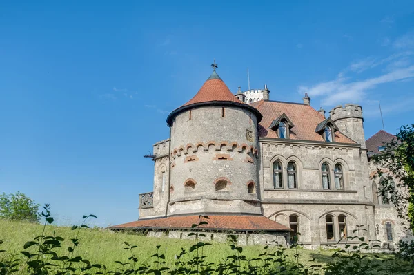 Lichtenstein hrad v Bádensko Württembersko, Německo — Stock fotografie