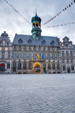 City Hall on the central square in Mons, Belgium. clipart