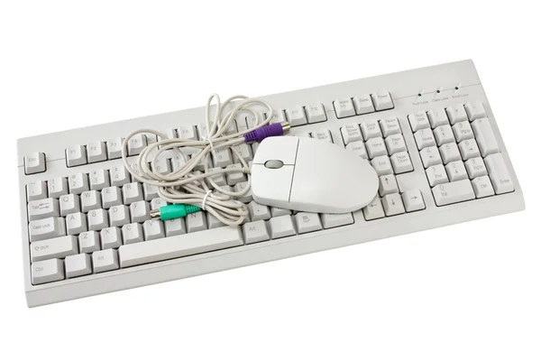 Teclado de computador e mouse isolado — Fotografia de Stock