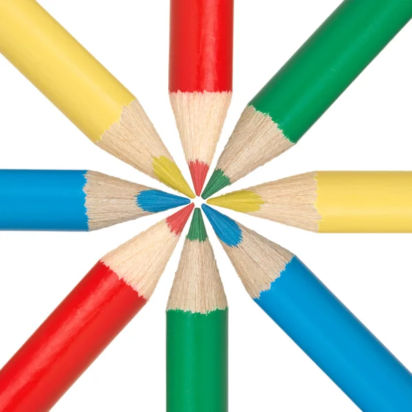 Circle of multicolored pencils — Stock Photo, Image