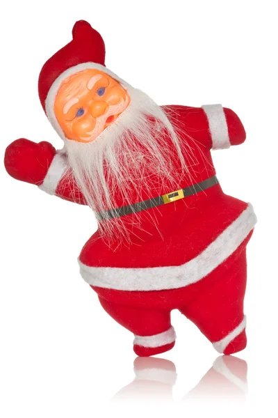 Санта-Клаус танцует на белом фоне — стоковое фото