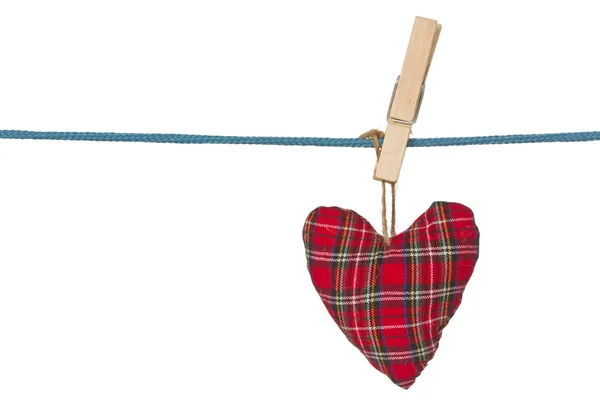 Handmade heart hang on the rope — Stock Photo, Image