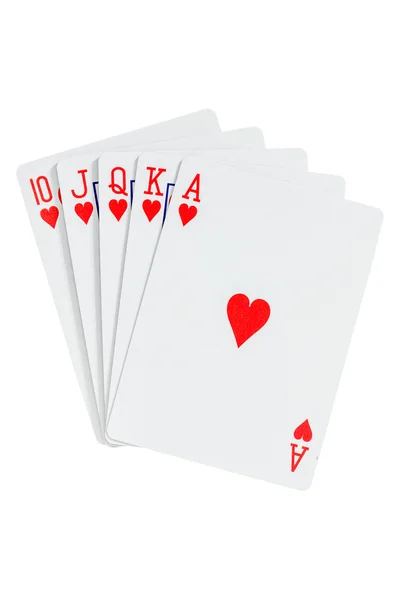 Royal straight flush playing cards — Stock Photo, Image