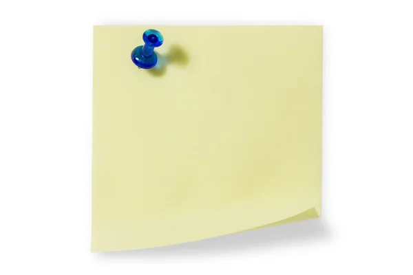 Sticky note with blue push pin — Stock Photo, Image