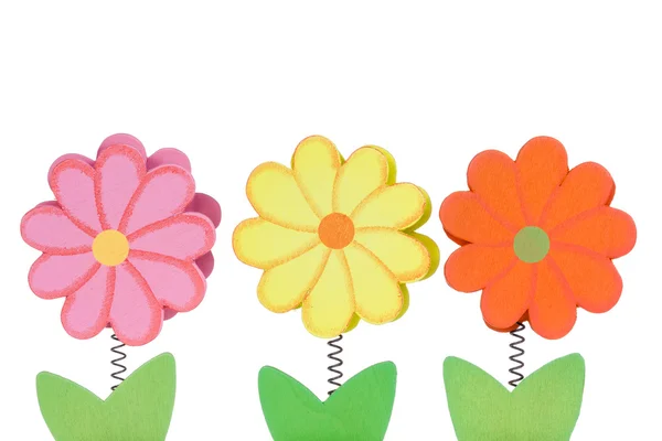 3 色の木製の花 — ストック写真