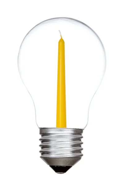 Light bulb with candle inside — Stock Photo, Image