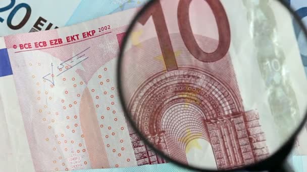 Идентификация банкнот евро — стоковое видео