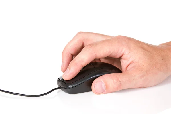 El ile bilgisayar fare kablolu — Stok fotoğraf