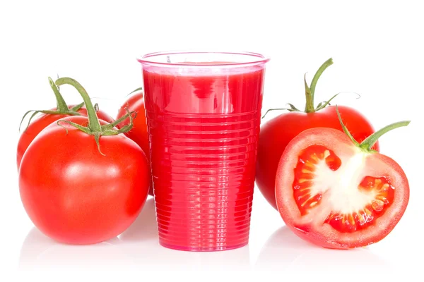 Ripe tomatoes tomato juice — Stock Photo, Image