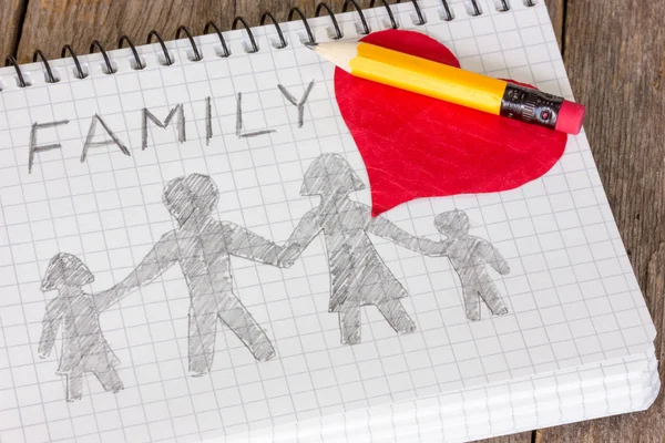Desenho de criança de uma família — Fotografia de Stock