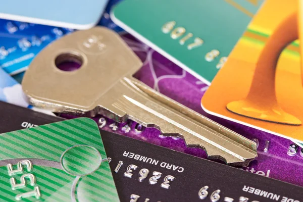 Credit cards and key — Stock Photo, Image