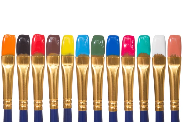 Set of paintbrushes with color paints - Stock-foto