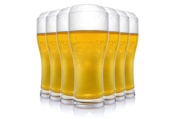 Sete copos de cerveja — Fotografia de Stock