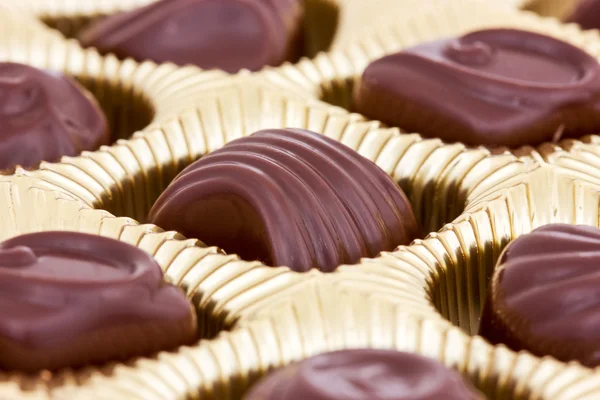 Chocolate pralines in the box — Stock Photo, Image