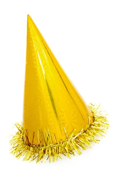 Altın parti şapkası koni — Stok fotoğraf