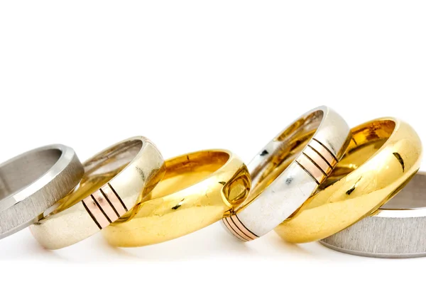 Row of various rings — Stock Photo, Image