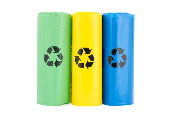 Sacos para lixo reciclável diferente — Fotografia de Stock