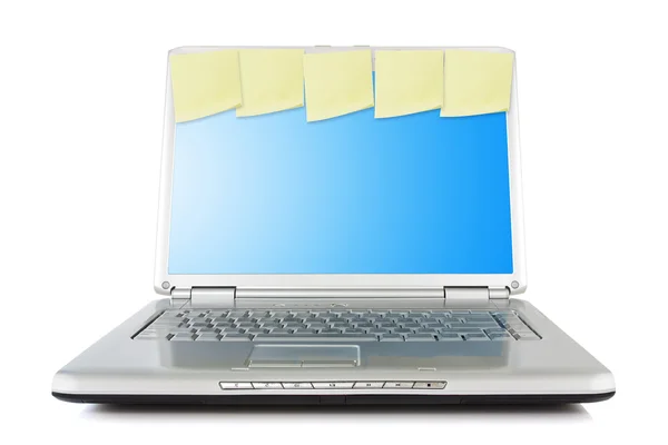 Netbook with reminder notes — Stock Photo, Image