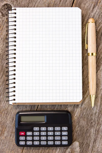 Notebook, pen and calculator — Stock Photo, Image