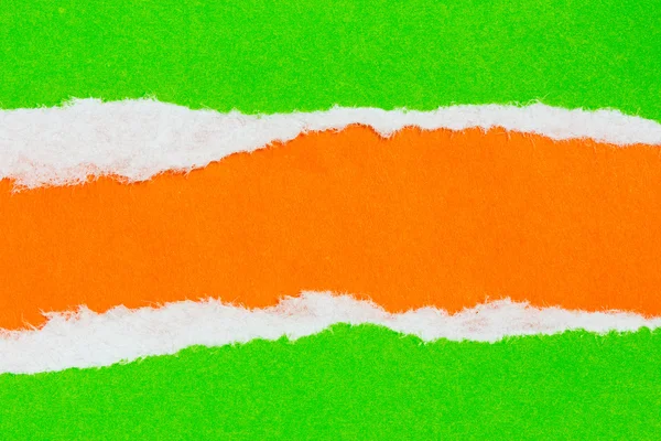 Papier déchiré les couleurs vert et orange — Photo
