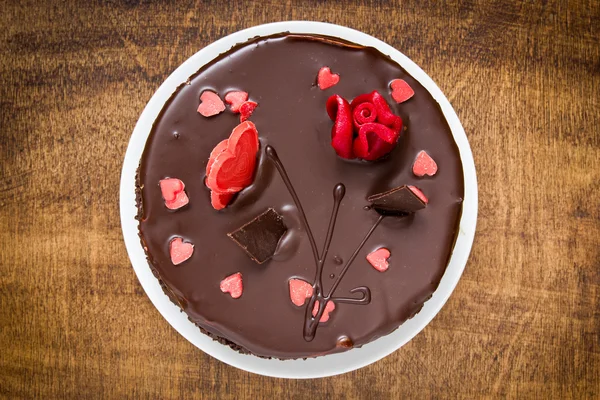 Vista superior do bolo de chocolate — Fotografia de Stock