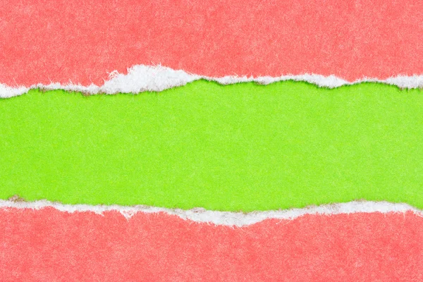 Szakadt papír piros és zöld színben — Stock Fotó