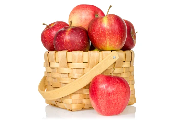 Woven basket full of red apples — Stock Photo, Image