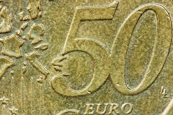 Närbild femtio euro cent — Stockfoto