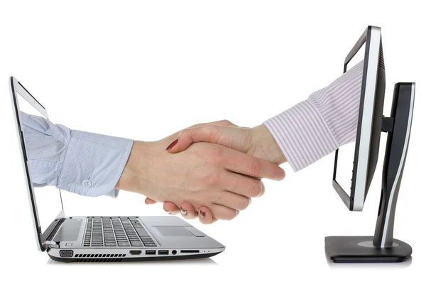 Virtual handshake - internet business concept — Stock Photo, Image