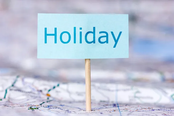 Map with note about holiday — Stock Photo, Image