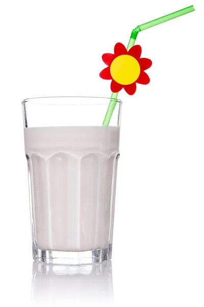 Milkshake saudável com palha — Fotografia de Stock