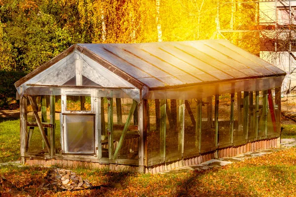 Old Abandoned Greenhouse Garden Autumn Season — Stock Photo, Image