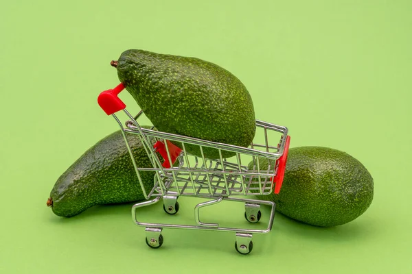 Avocado Fruits Shopping Grocery Cart Shopping Supermarket Fresh Vegetables Fruits — Stock Photo, Image