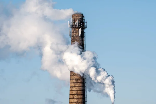 Large Industrial Pipe Produces Gas Atmosphere Bad Ecology Harmful Emissions — Stock Photo, Image