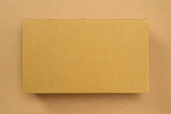 Cardboard Brown Box Craft Package Box Top View Copy Space — Stockfoto