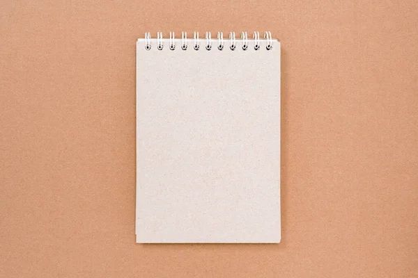Blank Spiral Bound Notepad Cardboard Background Copy Space — Zdjęcie stockowe