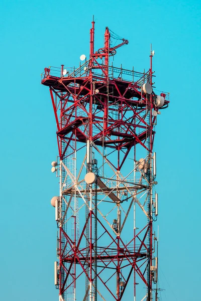 Telekomunikační Věž Mobilu Základna Nebo Základna Vysílače Rádiová Síť Telekomunikační — Stock fotografie