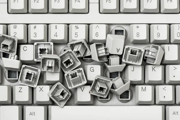 Heap Removed Keys Keyboard Laying Keyboard Top View — Stock Photo, Image