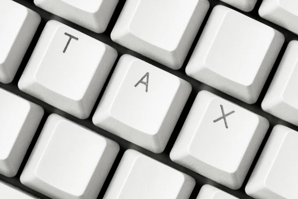 Tempo Depósito Impostos Palavra Fiscal Nas Teclas Teclado Computador — Fotografia de Stock