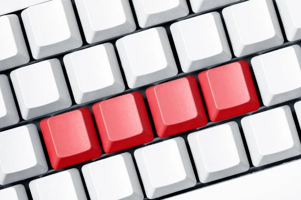 Four Blank Red Buttons White Keyboard Close You Can Put — Stock Photo, Image