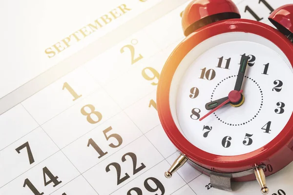 Close Calendar Alarm Clock Planning Business Meeting Travel Planning Concept — Stockfoto