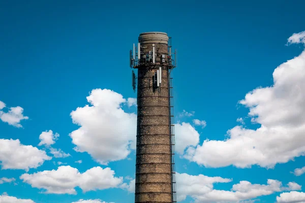 Chimney Thermal Power Plant Boiler Room Heating Sky Background Boiler — ストック写真