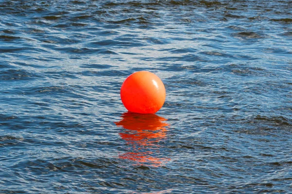 Inflatable Orange Buoy Lake Safety Water Orange Buoy Ready Race — Stock Fotó
