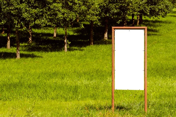 Blank Advertising Billboard Meadow Trees Image Copy Space — Stockfoto