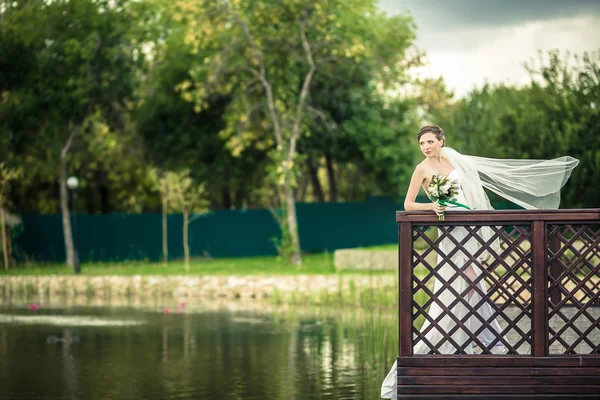 Sposa sulle banche — Foto Stock