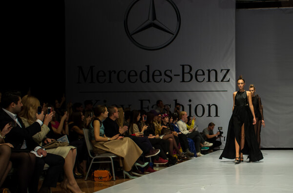 KIEV OCTOBER 19: Models walking on the FELDER FELDER catwalk during the Mercedes-Benz Fashion Week Kiev Fashon Days runway on October 19, 2013 in Kiev, Ukraine.