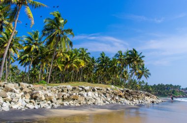 inanılmaz Hint plajları, siyah sahil varkala. Kerala, Hindistan.