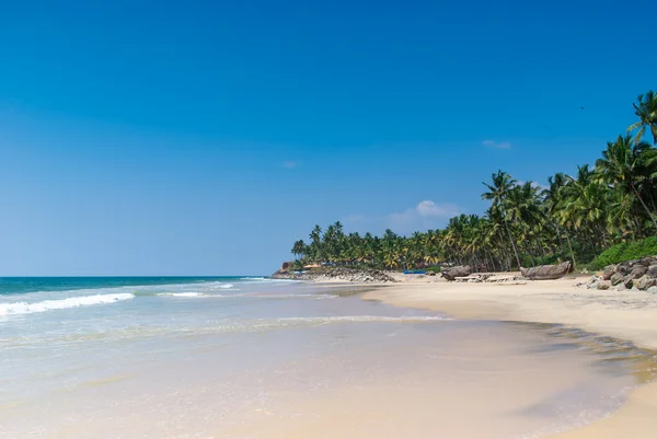 Inanılmaz Hint plajları, siyah sahil varkala. Kerala, Hindistan. — Stok fotoğraf